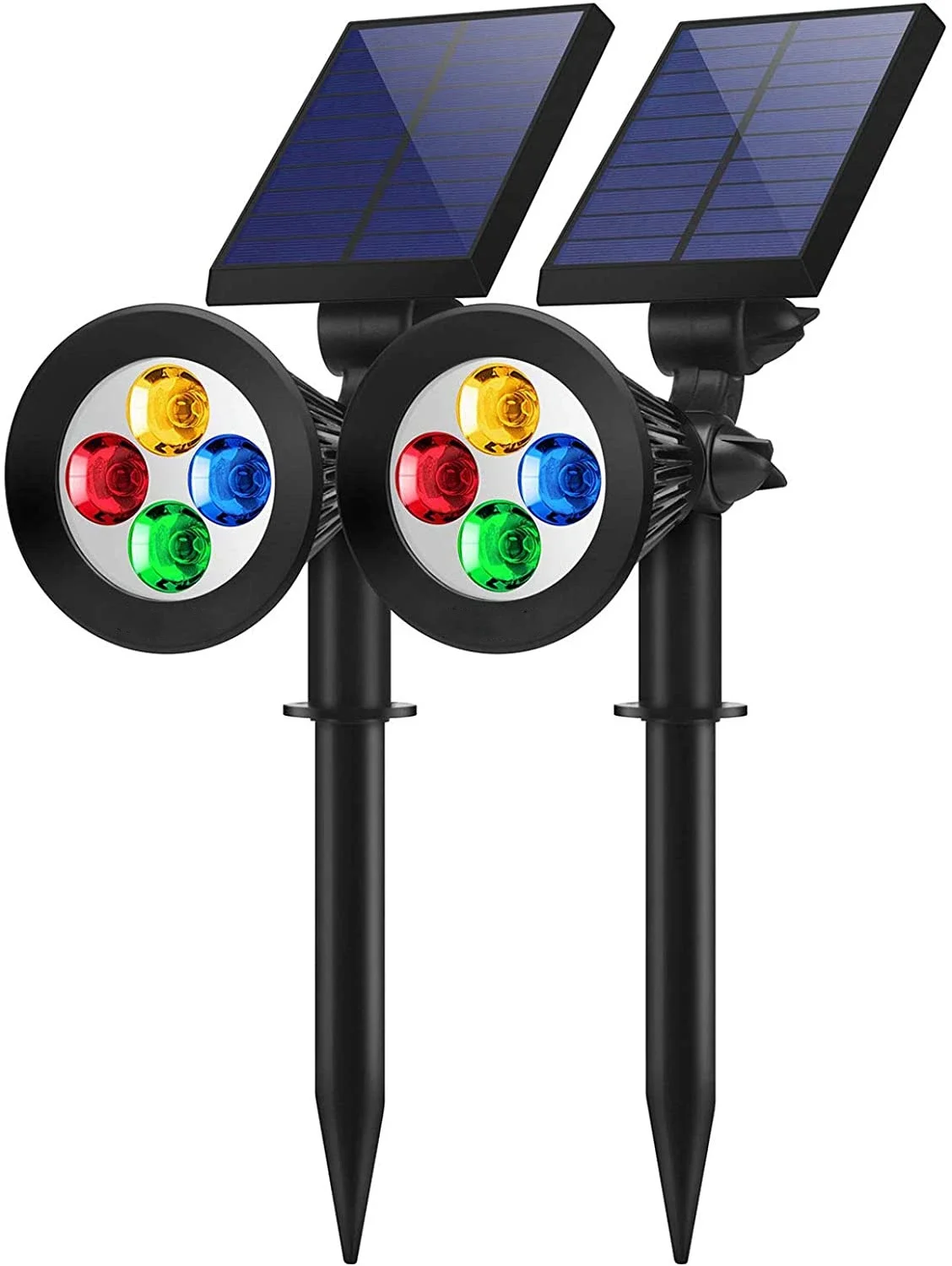 Solar Spot Lights Outdoor Colored Adjustable 7 LED Waterproof Security Tree Spotlights Lawn Step Walkway Garden Changing