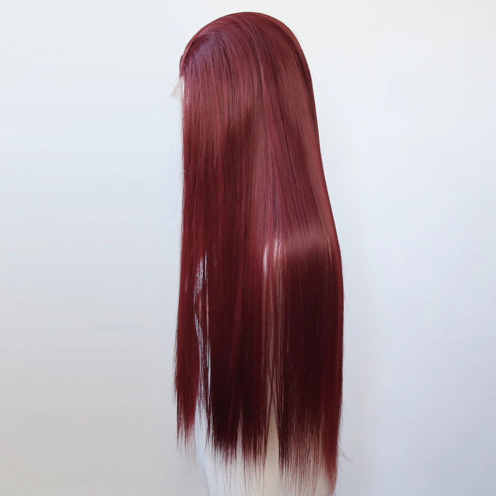 Burgundy 13x4 Synthetic Lace Front Wig Long Straight Wine Red Lace Front Synthetic Wig Pre Plucked Natural Hairline