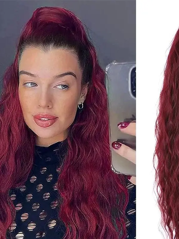 ロングウォーターウェーブフェイクテールヘアエクステンション、ドローストリング付きテールヘアアクセサリー、コスプレやコスチューム用、中国メーカー製