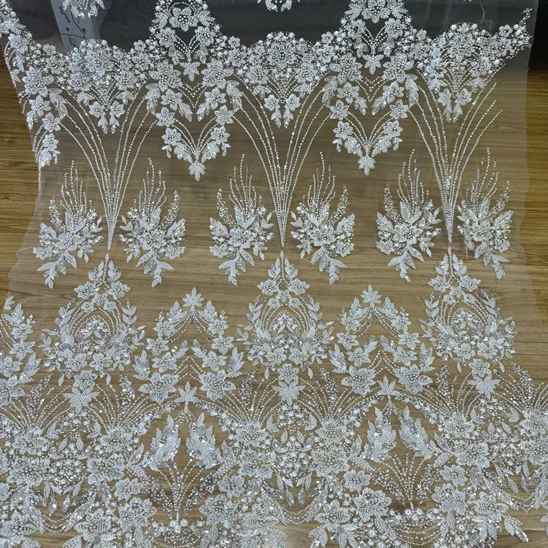 

Sequin Nail Embroidery Soft Lace Mesh Fabric for Fashion Wedding Dress Set Design Diy Per Meter Sewing Material Cloth Wholesale