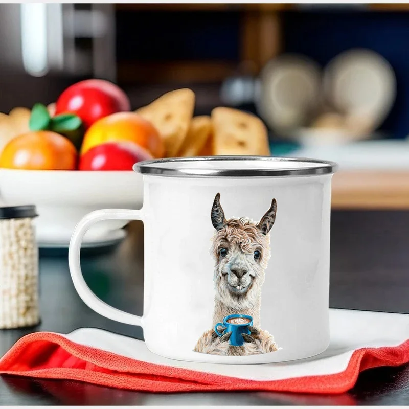 Design einzigartige Alpaka Tassen Büro Mitarbeiter Geschenke 12 Unzen Emaille Tassen Kamel Lama Kaffeetasse Home Aufkleber trinken Bier Milch Tasse für Kinder