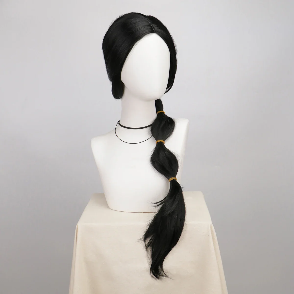 Peluca de Anime de Aladdin: Peluca de Cosplay de la Princesa Jasmine con Rizos Negros Ondulados, Peluca de Fibra Sintética