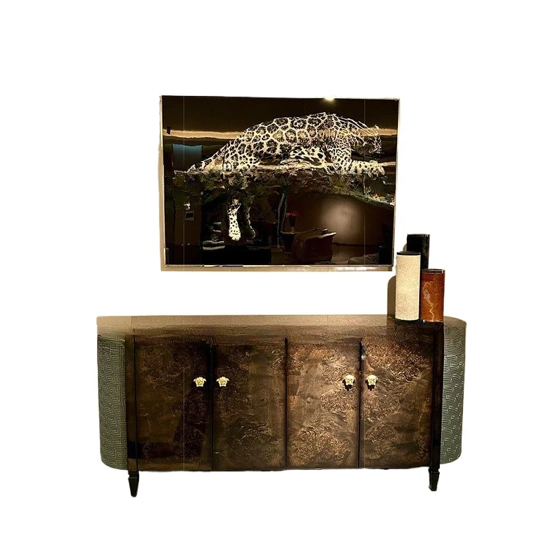 

Italian light luxury entrance cabi net Solid wood dining side cabinet Designer living room