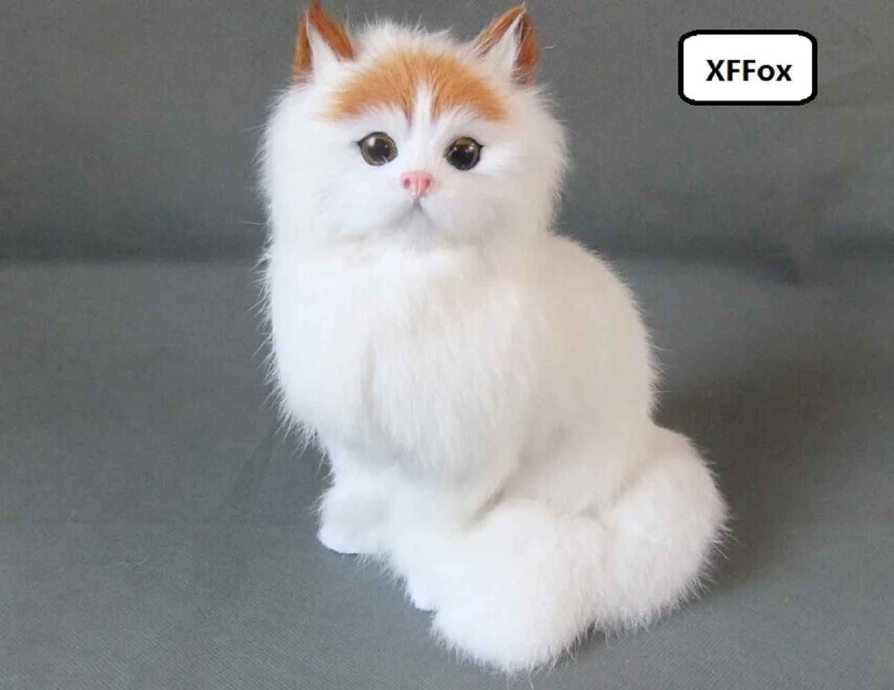 

new real life sitting white cat model plastic&furs simulation yellow head cat gift about 22x16cm xf1328