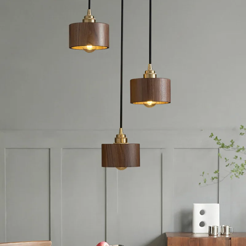 Walnut Retro Entrance Chandelier Cream Style Bedroom Bedside Lamp Living Room Dining Room Atmosphere Small Chandelier