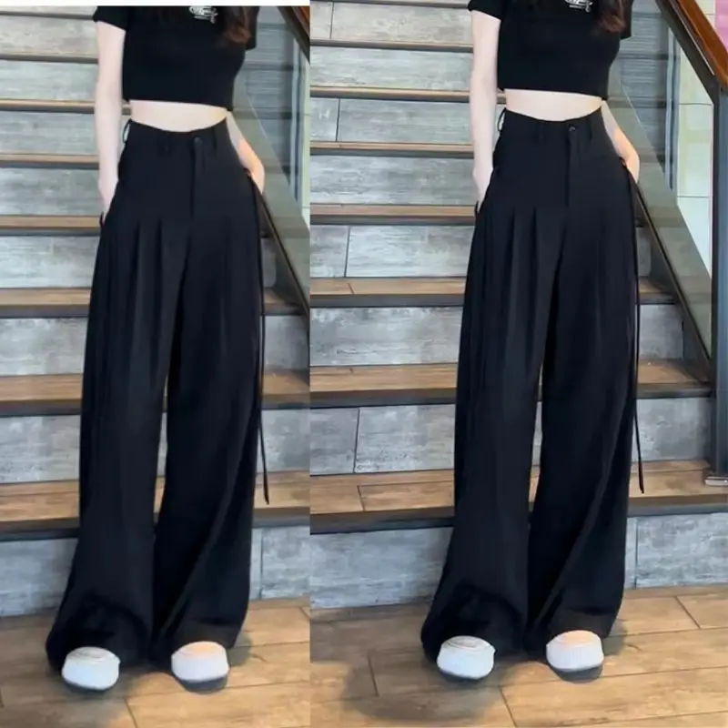 Wide leg pants 2025 spring and summer Korean version new loose high waisted casual pants