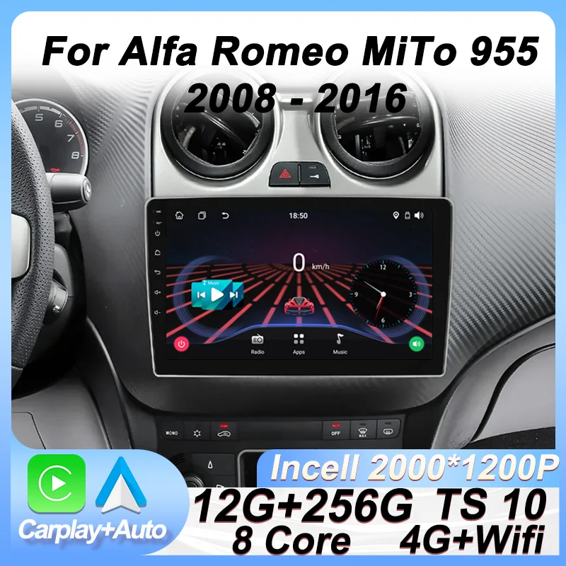 

Android 14 For Alfa Romeo MiTo 955 2008 - 2016 Car Multimedia Radio Player Navigation GPS CarPlay Auto BT Touch Screen 5G Wifi