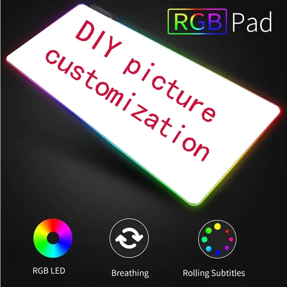 DIY RGB Mousepads Large LED Light Mouse Pad Gaming Mat PC Accessories HD Print Gamer Keyboard Mouse Mats Home XXL Desk Mat