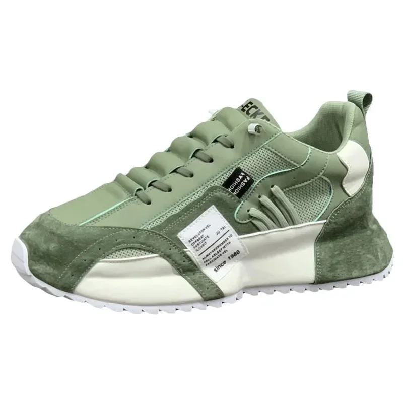 Zapatillas deportivas para Hombre, zapatos De plataforma De malla verde, informales, De Color sólido, a la moda, para las cuatro estaciones, novedad De 2024