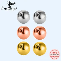 TrustDavis Real 925 Sterling Silver Beads Screw Balls Stud Earring Accessories Fine Jewelry Wholesale  DA2301