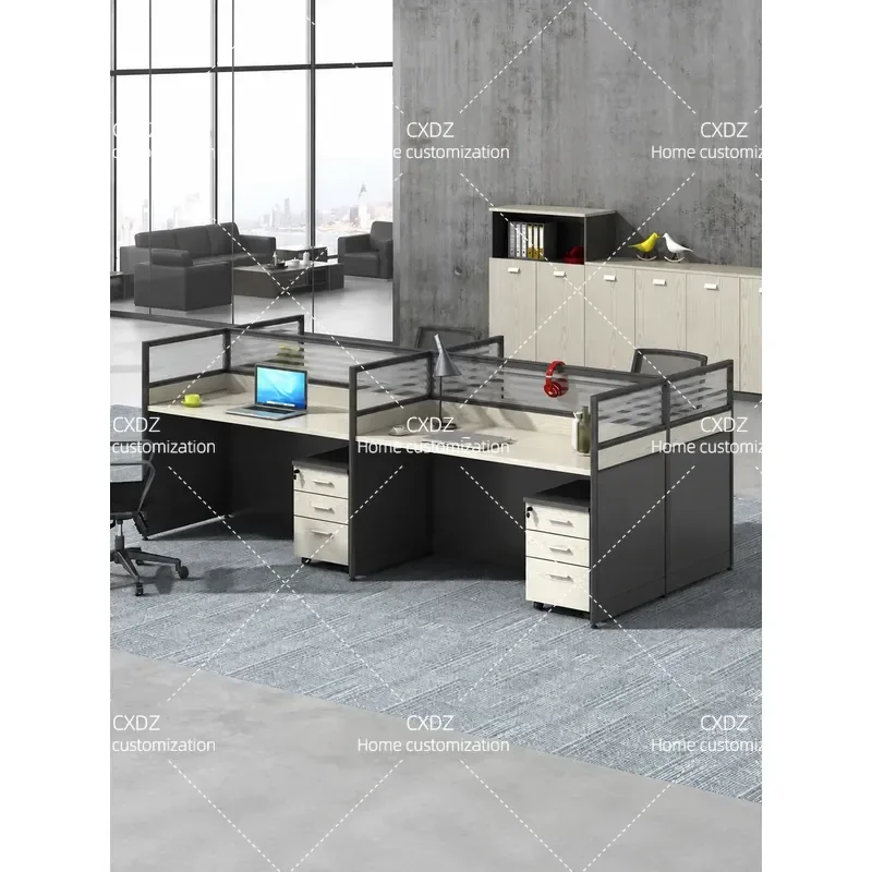 Modern Simple Office Desk and Chair Combination 2 4 6 Person Workstation with Staff Screen Table Office Furniture