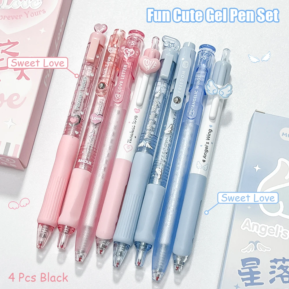 4/8-teiliges lustiges, niedliches Gelstift-Set, 0,5 mm, schöne, stilvolle, schnell trocknende Stifte, kreativer schwarzer Signierstift für den Lern- und Bürogebrauch
