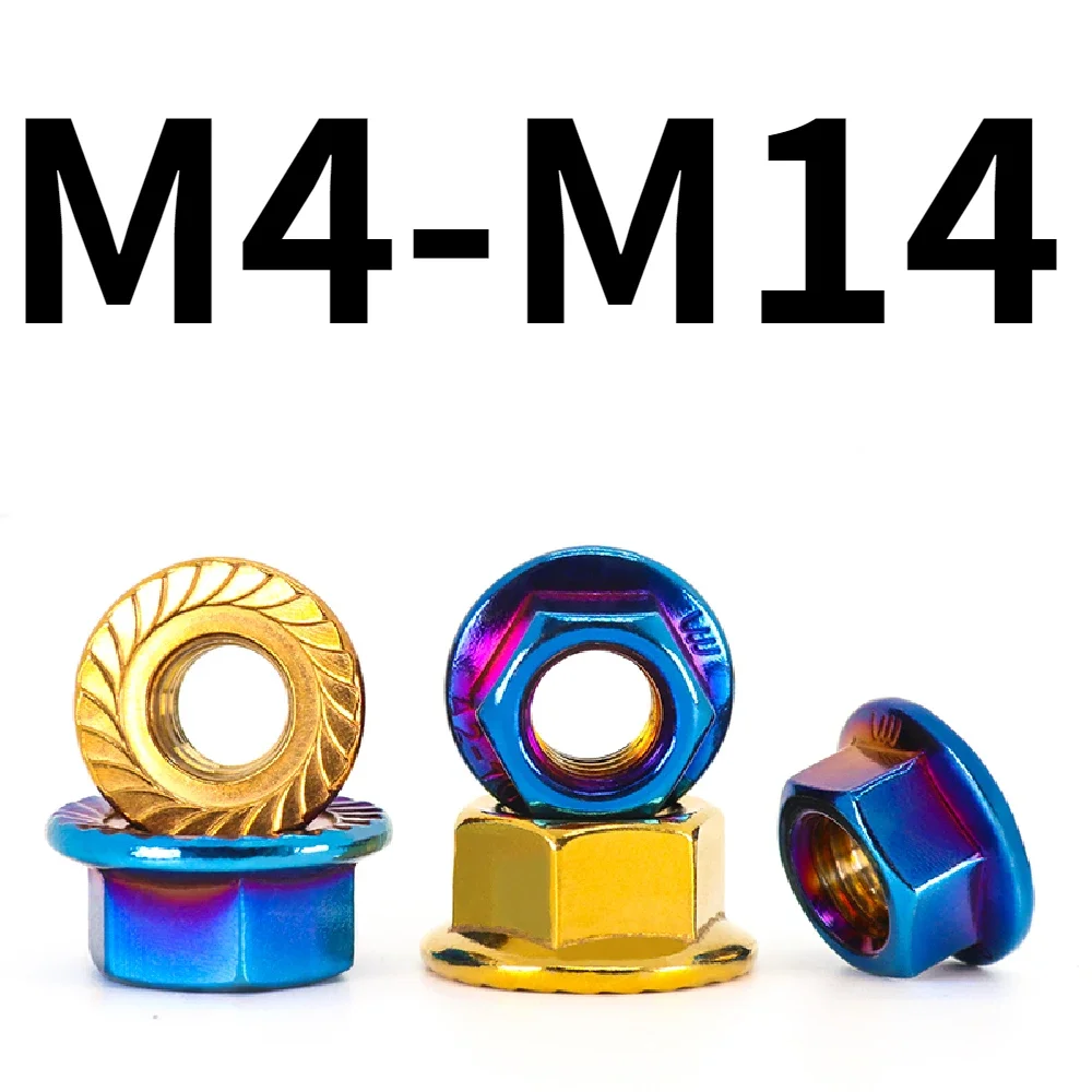 1pcs M4 M5 M6 M8 M10 M12 M14 304 Stainless Steel Hexagon Hex Head Serrated Lock Spinlock Flange Nut