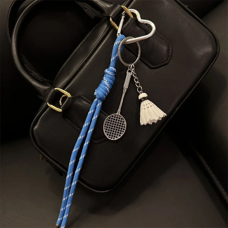 Colorful Badminton Shuttlecock Bag Charm Climbing Carabiner Couple Keychain Simple Sport Backpack Decorative Iron Alloy