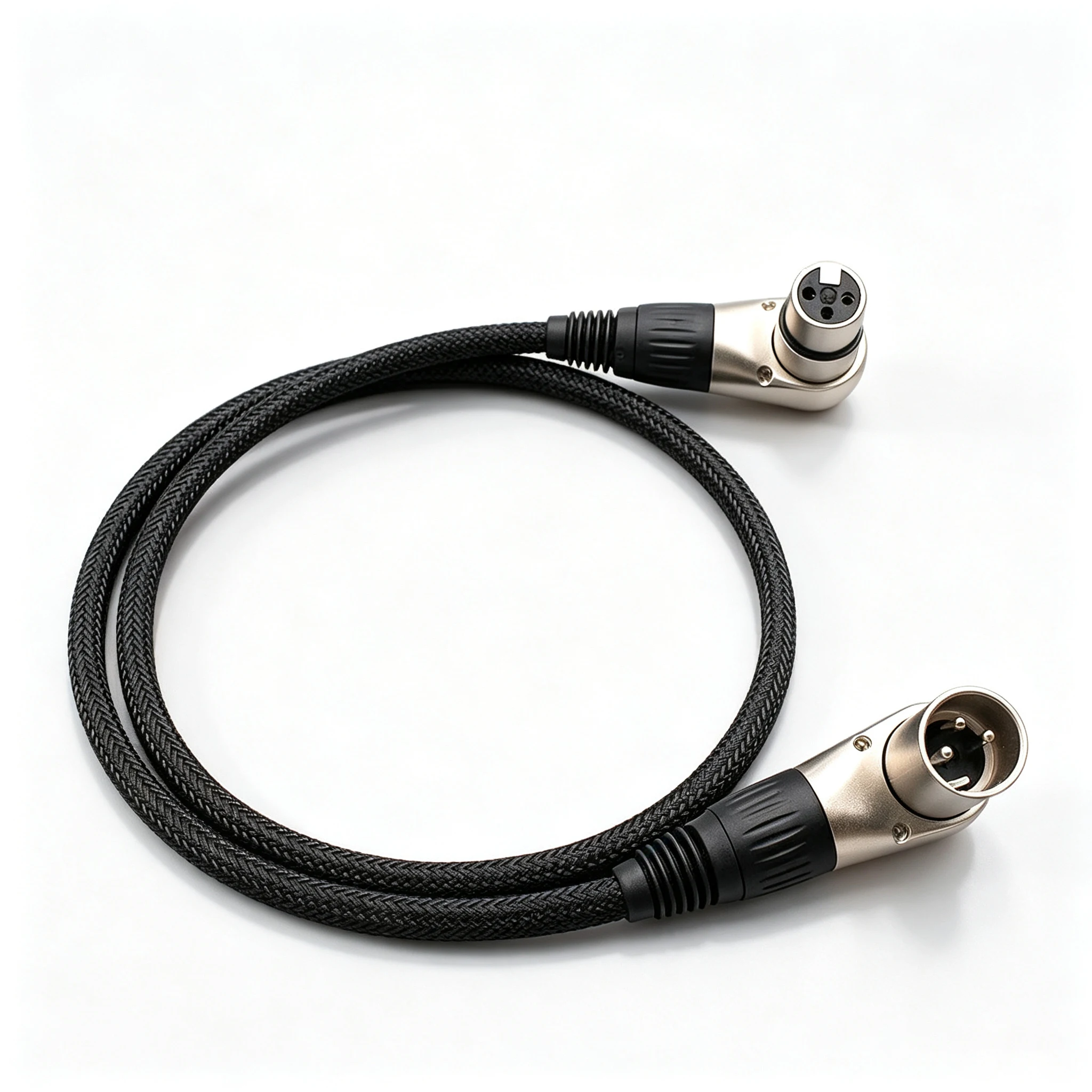 Premium Hi-End Star Quad Audio Cord 3Pin XLR Female to Right Angle XLR Male Plug Interconnect Cable for Audiophile Audio System