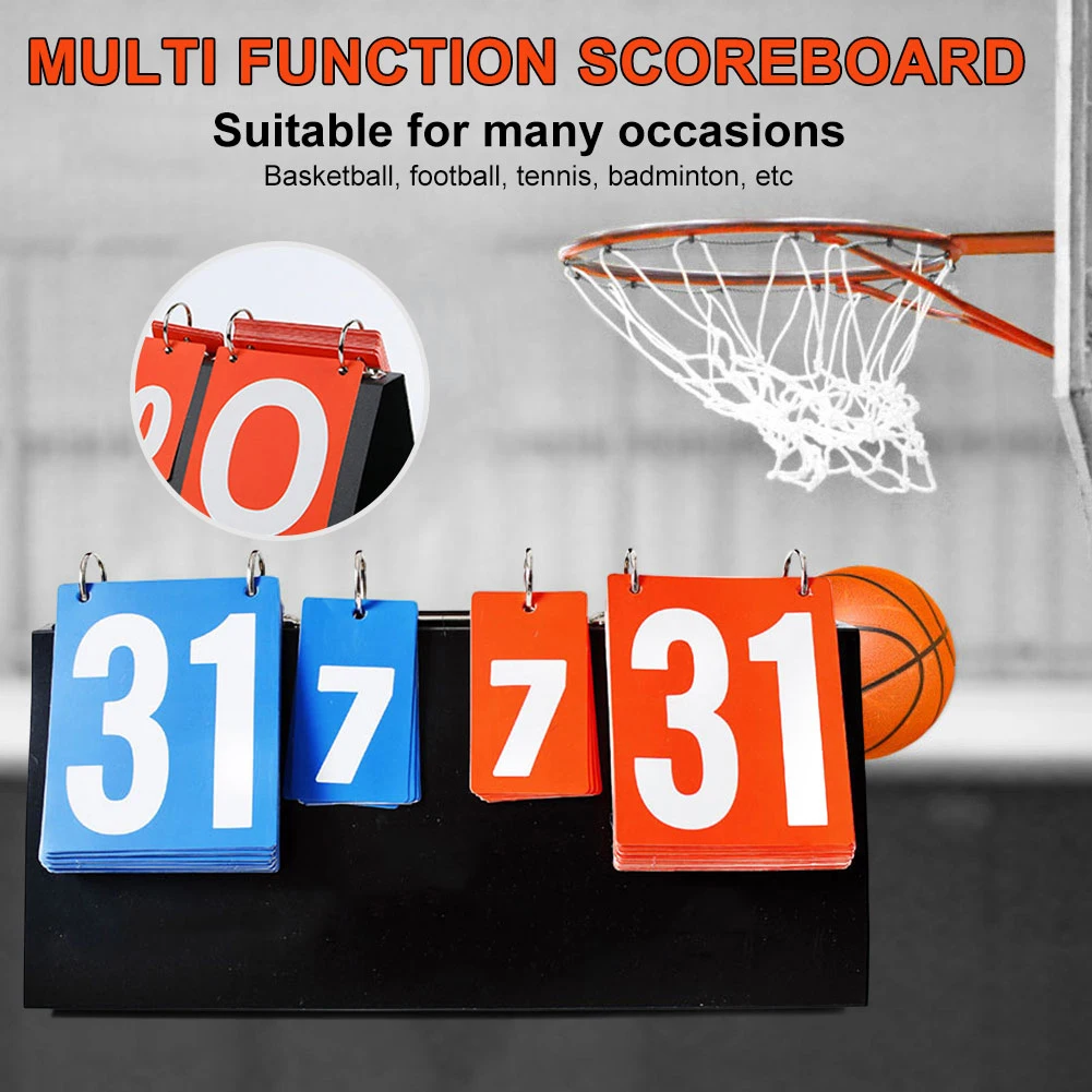 Sports Scoreboard 2 Digits Table Flip Scoreboard Portable PVC Plastic Turn Points Board For Basketball Football Volleyball