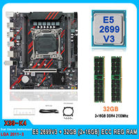 X99 Motherboard Kit LGA2011-3 Intel Xeon E5 2699V3 CPU Processor Set ECC DDR4 32GB(2*16GB) RAM M.2 NVME M-ATX E5 2699 V3 Set