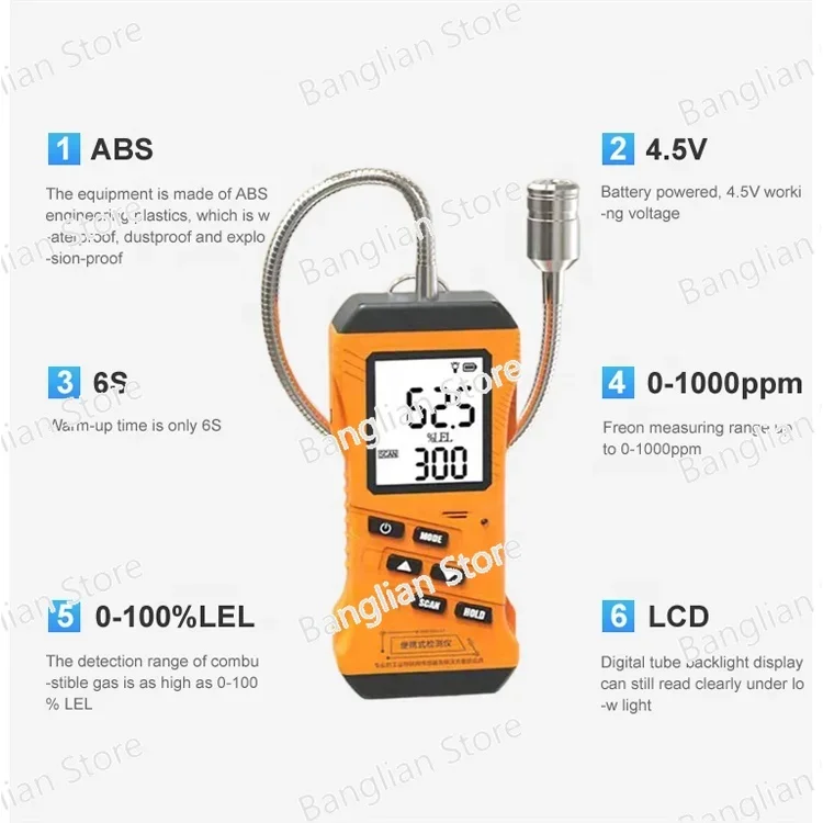 China High Quality Portable Wireless Alarm System Oil and Gas Pipeline Combustible Gas Freon Leak Detector