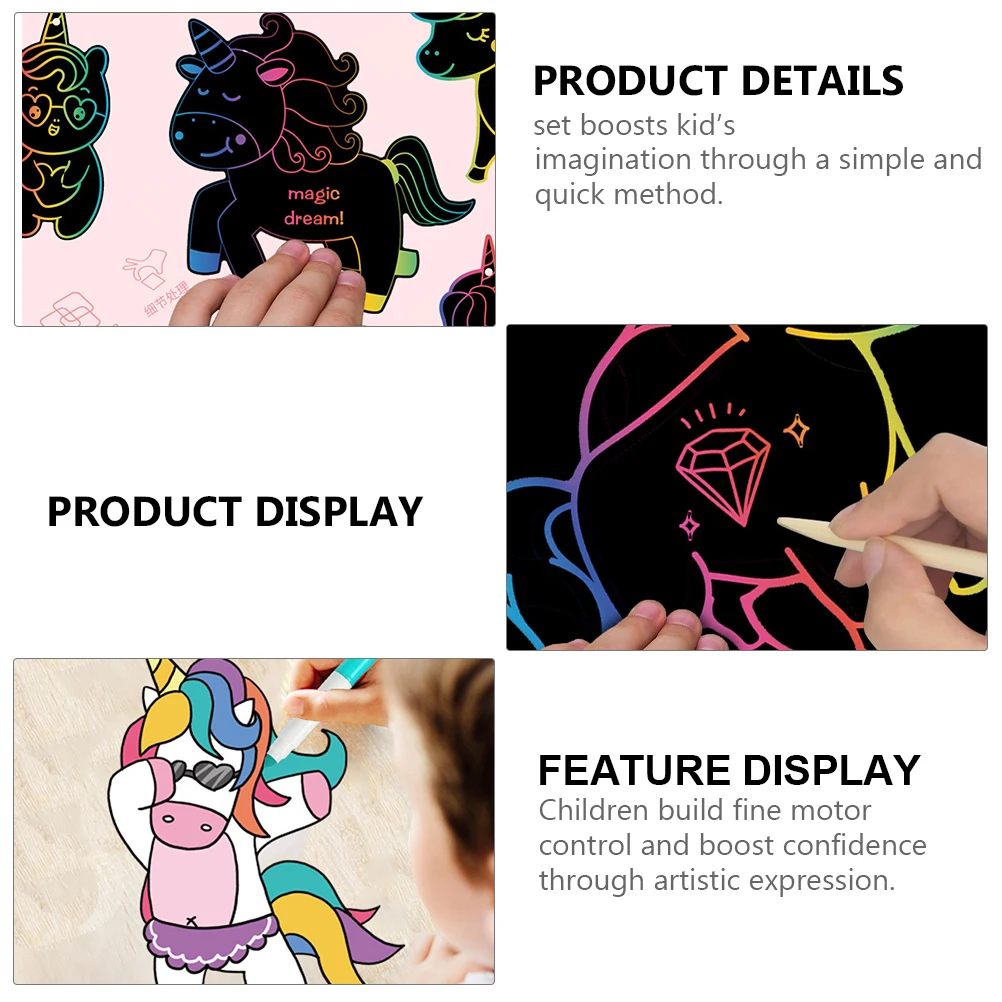 

2 set 2 Sets Painting Paper Cards Kids Scratch Painting Set Craft Kids Toy Safe Portable Scratch Paintings Small Size