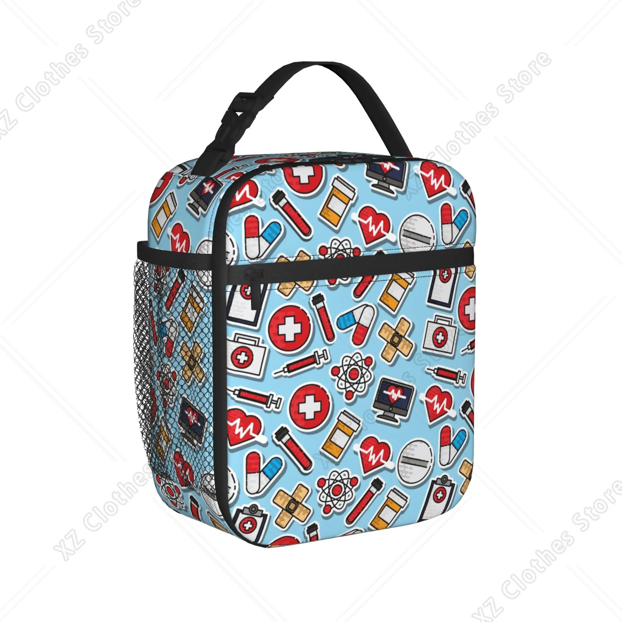 Custom Nurse Tool Pattern Insulated Lunch Bags for Men Health Care Nursing Resuable Cooler Thermal Bento Box Work School Travel