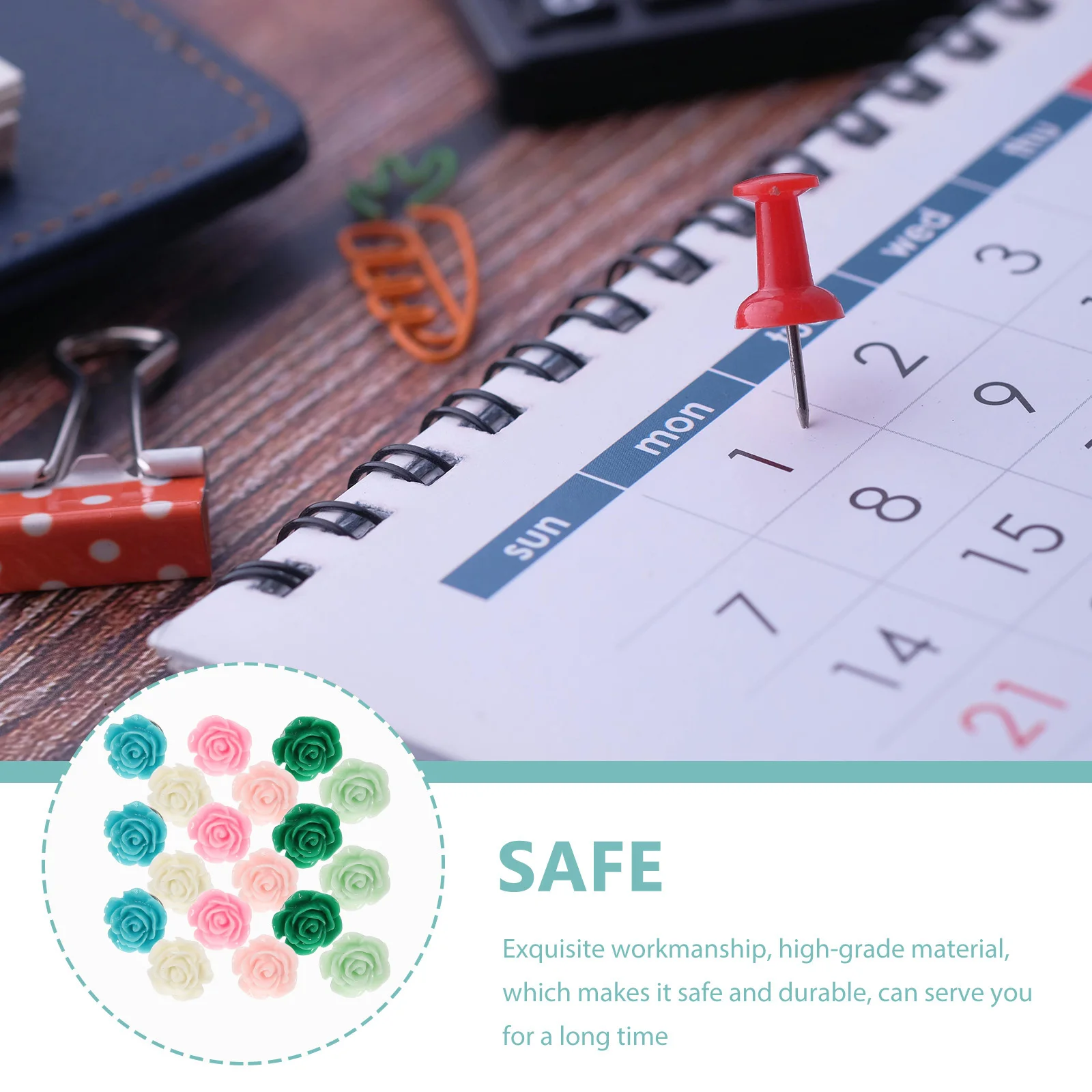 

30pcs Rose Flower Shaped Push Pins Thumbtacks For Maps Home Office Decoration Daily Use Compact Reusable Thumbtacks