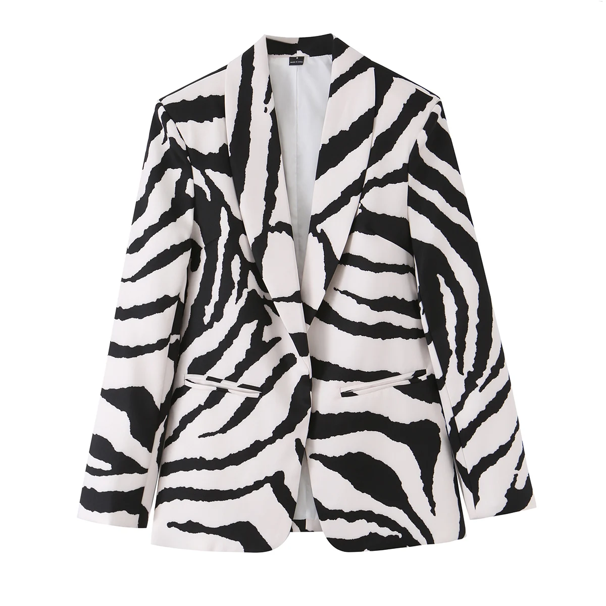 DUOPERI Women's Polka Dot Blazer Shawl Collar Long Sleeves Female Chic Lady Casual Workwear Jacket