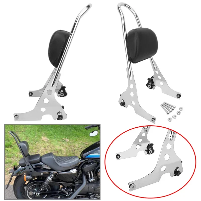 

Chrome Motorcycle Rear Passenger Backrest Sissy Bar Pad For Harley Sportster XL883 1200 X48 Forty Eight 2004-2023 Moto Parts