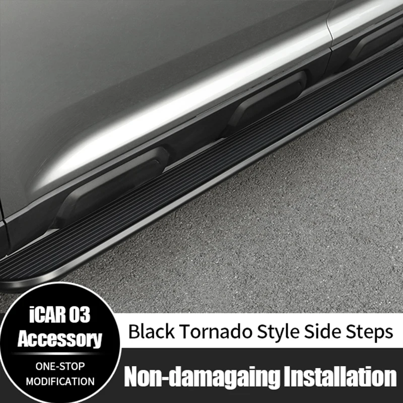 

For Chery Icar 03 Jaecoo J6 Accessories High Quality Aluminum Alloy Running Board Black Tornado Style Side Step Foot Bar