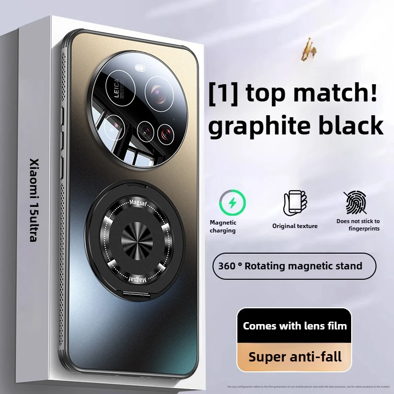 

Frosted glass for Xiaomi 15 Ultra Case New lens all-inclusive protection Magnetic suction rotating bracket case for Mi15 Ultra