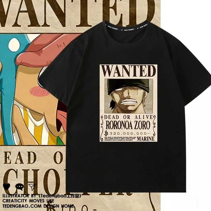 Sombrero de paja Luffy Chopper ONE PIECE Diseño bidimensional Top de manga corta Camiseta de manga corta de algodón puro para hombres y mujeres