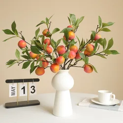 1Pc Simulation Fruit, 5 Heads Of Plum Branches, Home Decor, Bedroom Model Room, Decoration, Green Plant Ornaments