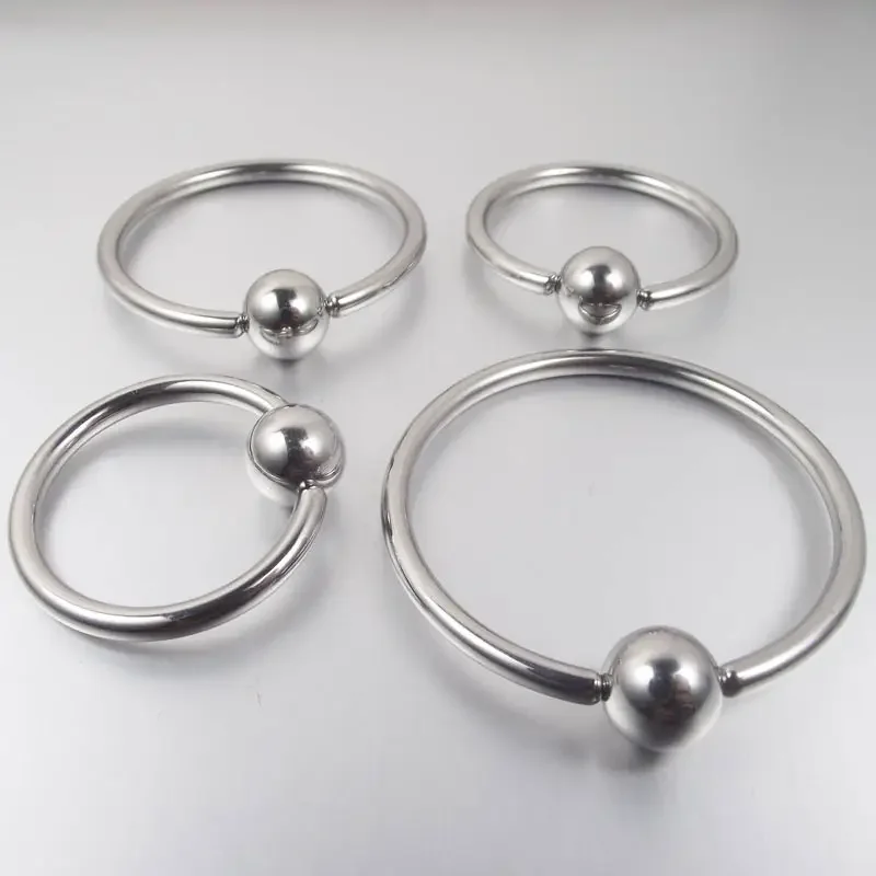 1  Piece Big Ball Stainless Steel Captive Hoop Rings BCR PA Ring Nipple Body Piercing Jewelry view 2