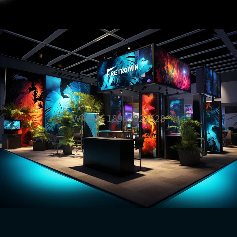 Marco de aluminio independiente, retroiluminación de doble cara, pantalla Led para conferencias, cabina de comercio personalizada, pancarta de marca