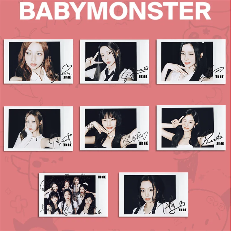 K-Pop Babymonster Cartão Postal Álbum, Novo Álbum, Cartão de Colecionador Presente, Cartão Lomo, AHYEON, HARAM, RORA, PHARITA, CHIQUITA, RUKA, Cartão Foto, 8pcs por conjunto