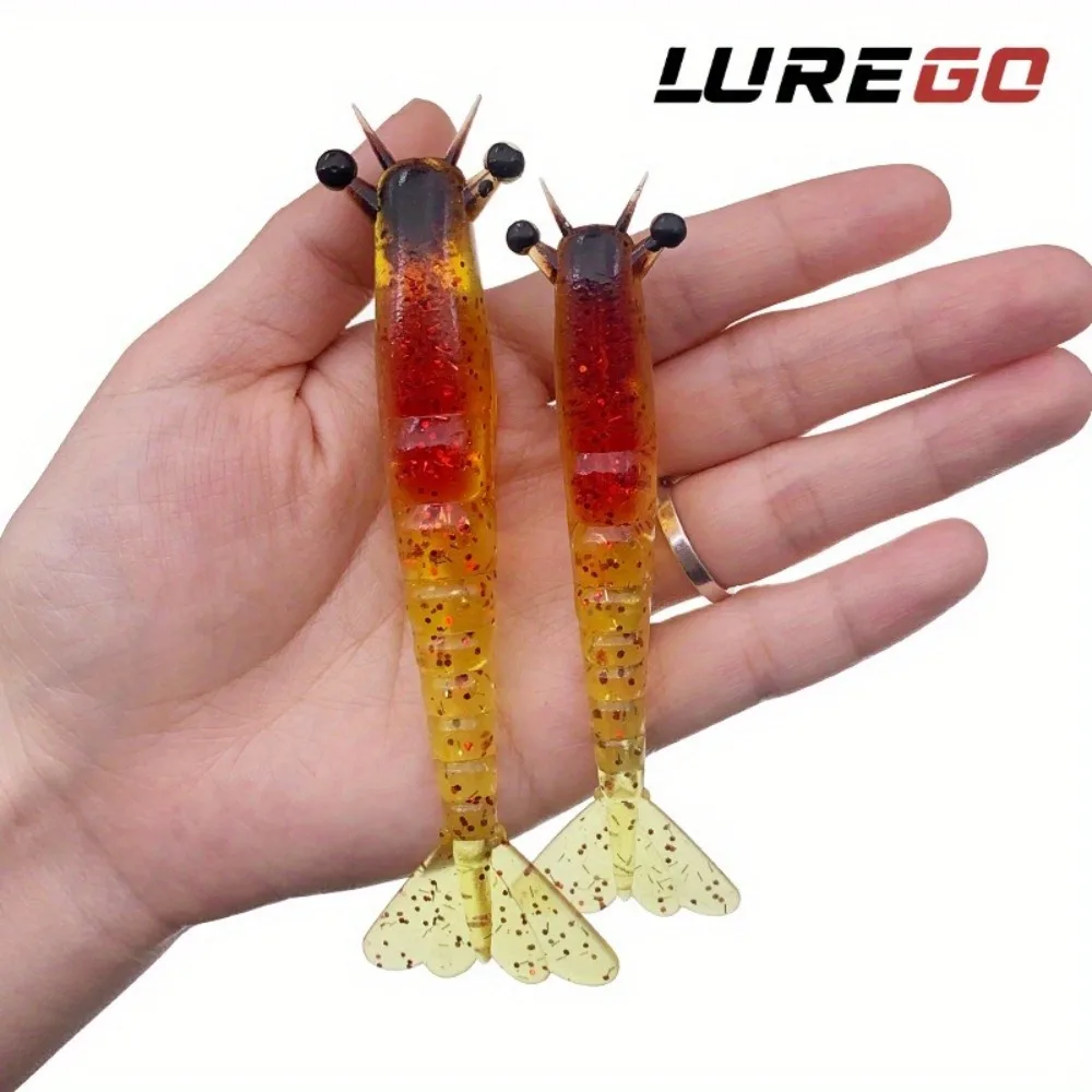 2PCS  Shrimp-Ultra-Realistic Soft Bait | Slow-Sinking Crankbait Cut-Resistant Design for Saltwater Fishing