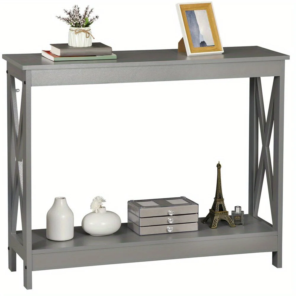 39 inch Console Table Display Entryway Table Modern Sofa Table for Home Grey