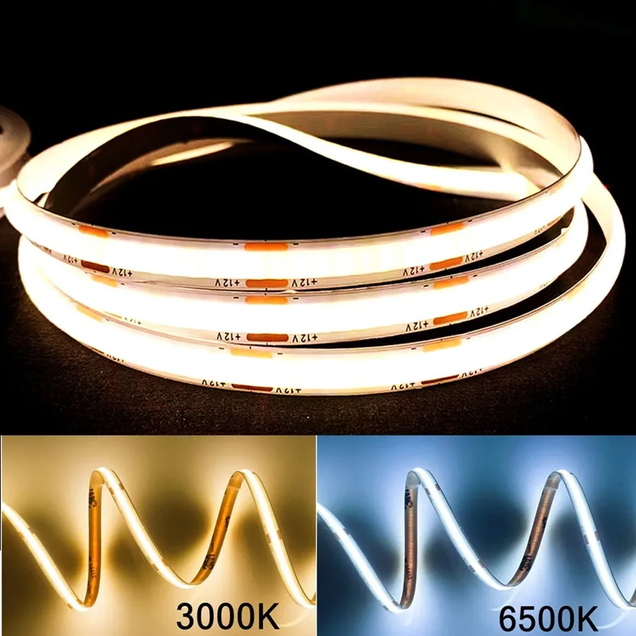 COB LED Strip Lights 12V 24V 5M 4M 3M 2M 1M 320LEDs/M High Density Flexible LED Tape 3000K 4000K 6000K KitchenRoom Decor 8mm