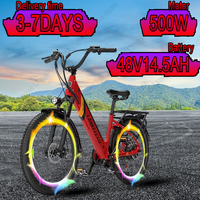 LANKELEISI Electric Bicycle 500W Brushless Motor 48V14.5AH Lithium Battery Electric Bike 24 Inch Tire All Terrain Adult E-bike