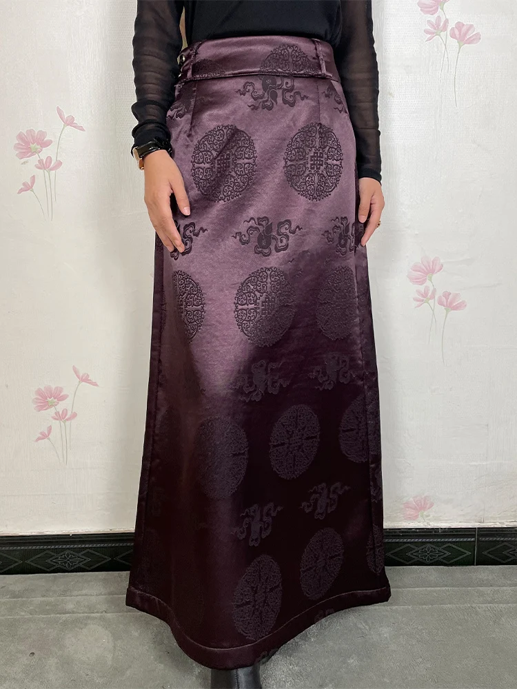 

Tibetan Half Skirt Female 2023 Winter New Tibetan Minority Wind Clothing Guozhuang Dance Long Skirt Tibetan Clothing