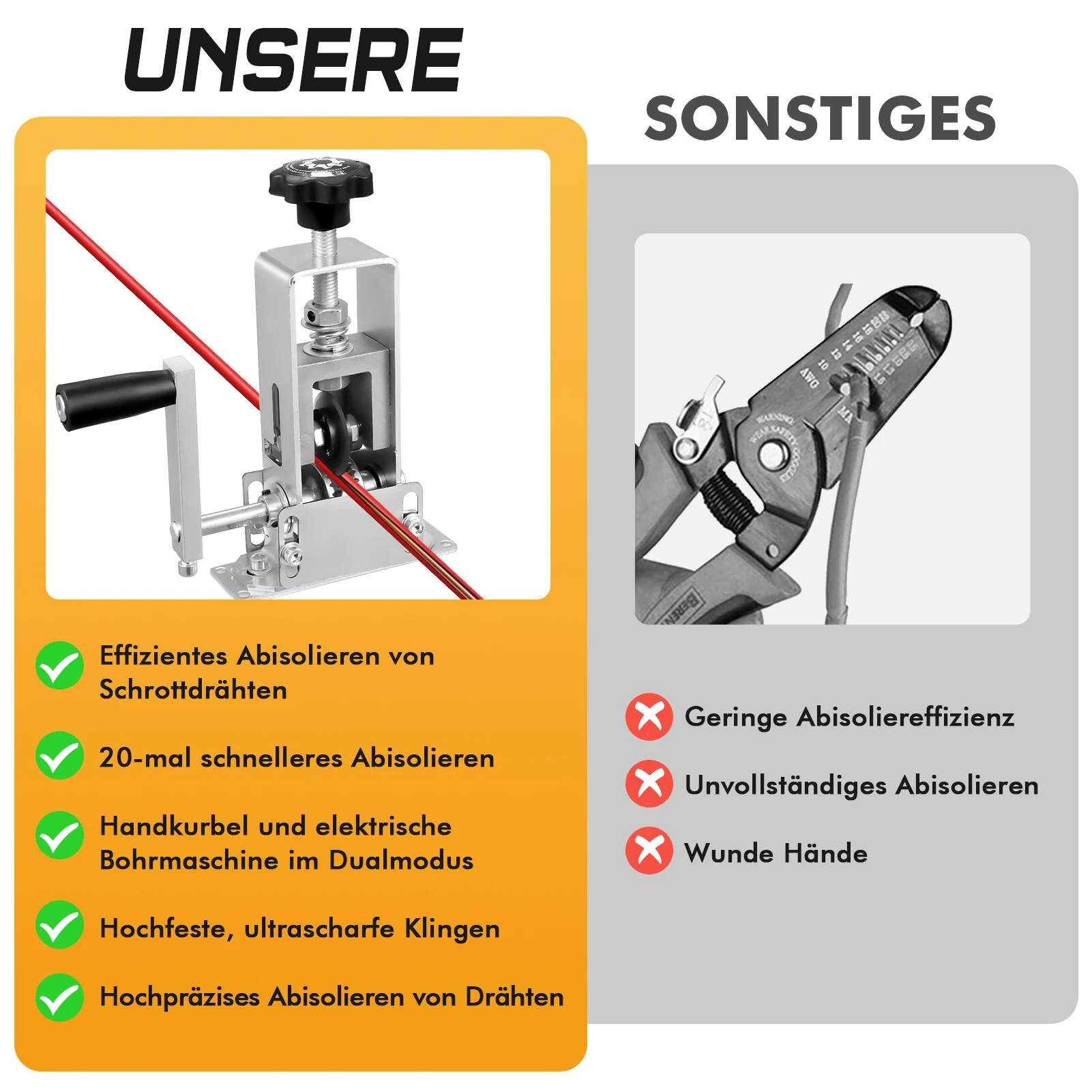 Portable Wire Stripper Manual Wire Stripping Tool 1-25mm Cable Electric Peeling Machine with Hand Crank Hand Electric Drill view 4