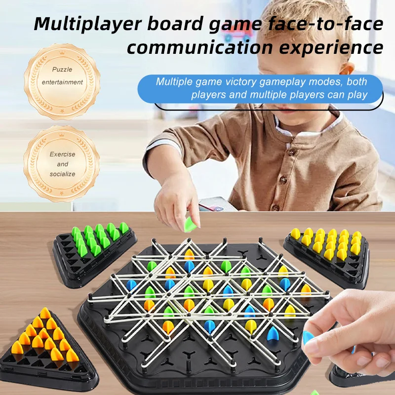 Geometric Chain Chess Puzzle Triangle Chess Desktop Game Rubber Band Training Family Interaction Exercise Thinking Toy