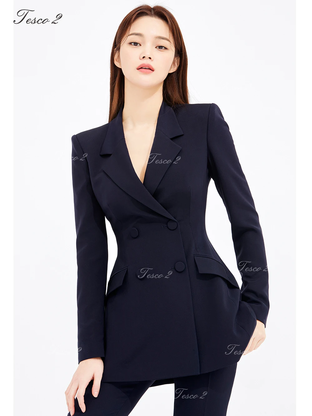 Tesco New Women\'s Suit Slim Fit Flare Mop Pants Chic Elegant Suit For Women Formal Office Lady Suit For Spring Autumn 2 Piece