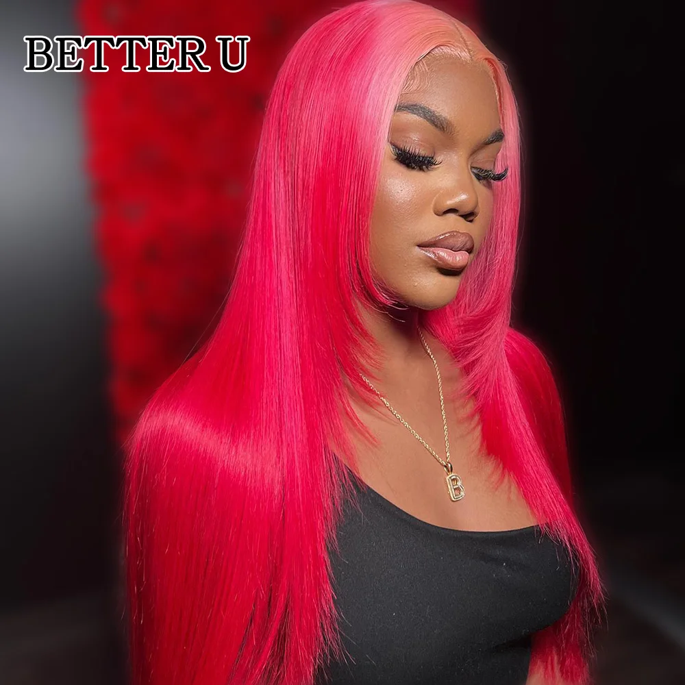 13x6 أومبير الوردي الدانتيل شعر مستعار أمامي شعر الإنسان البرازيلي قبل قطعها مستقيم ملون شفاف 5x5 الدانتيل إغلاق شعر مستعار للنساء الدانتيل #2