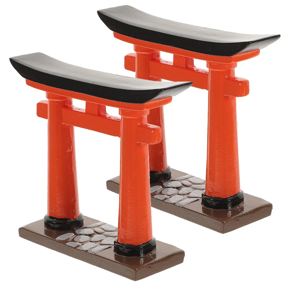 2Pcs Japanese Style Mini Torii Gate Resin Decoration for Aquarium Fish Tank Garden Micro Landscape Zen Tabletop Sand Table Use