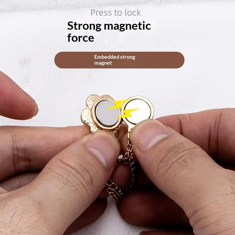 1pcs Heart Flowers Magnetic Adjustable Trouser Legs Clips For Pants Pin Retractable Fixed Leg Pants Loose Button For Jeans