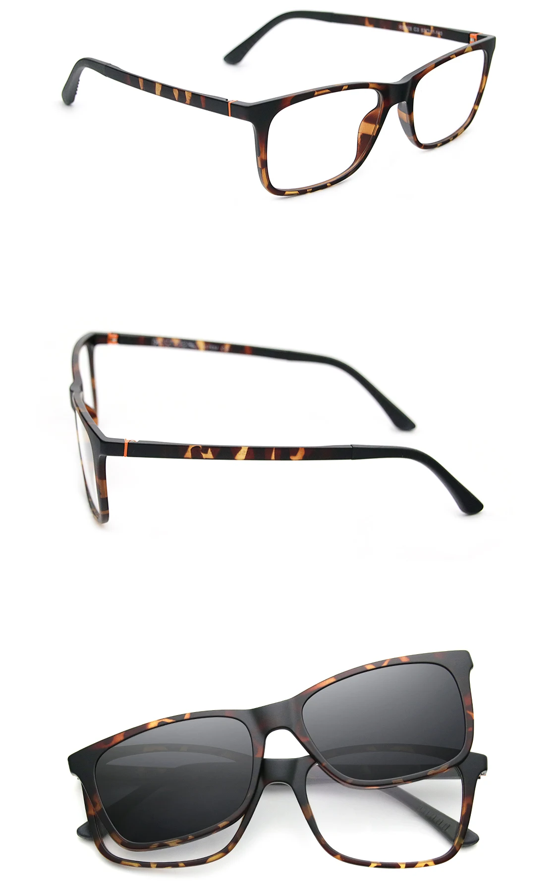 RS003 Myopie Brillen Rahmen Männer Quadratische Optische Gläser Rahmen Polarisierte Magnetische Clip auf Sonnenbrille – Detail 17