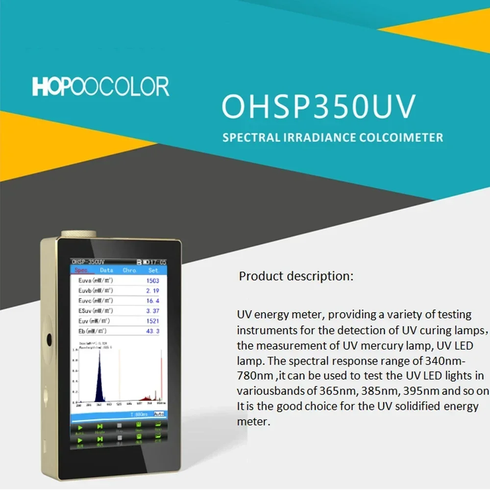 uvc spectroradiometer ohsp350uv 230-850nm hopoocolor uv spectrometer light wavelength meter