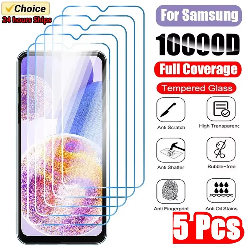 5PCS Tempered Glass For Samsung Galaxy A14 A54 A53 A13 A33 A34 A52S 5G Screen Protector For Samsung A52 A73 A21S A51 A72 Glass
