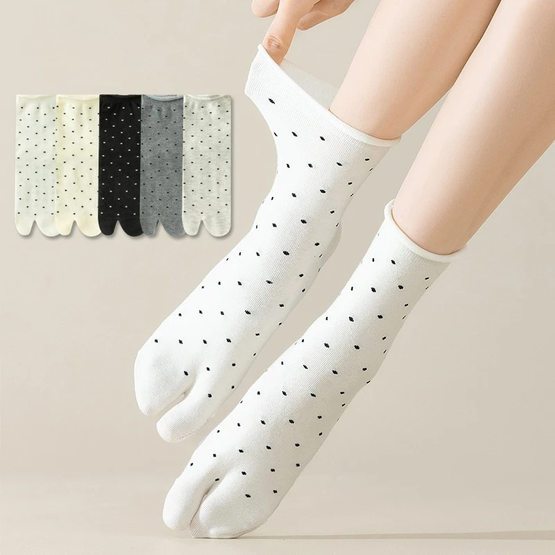 Women's Japanese Cotton Split Toe Tabi Socks Polka Dots Flip Flop Socks Sandal Sock for Women Fashion Soft Comfy Ankle Sock image 3