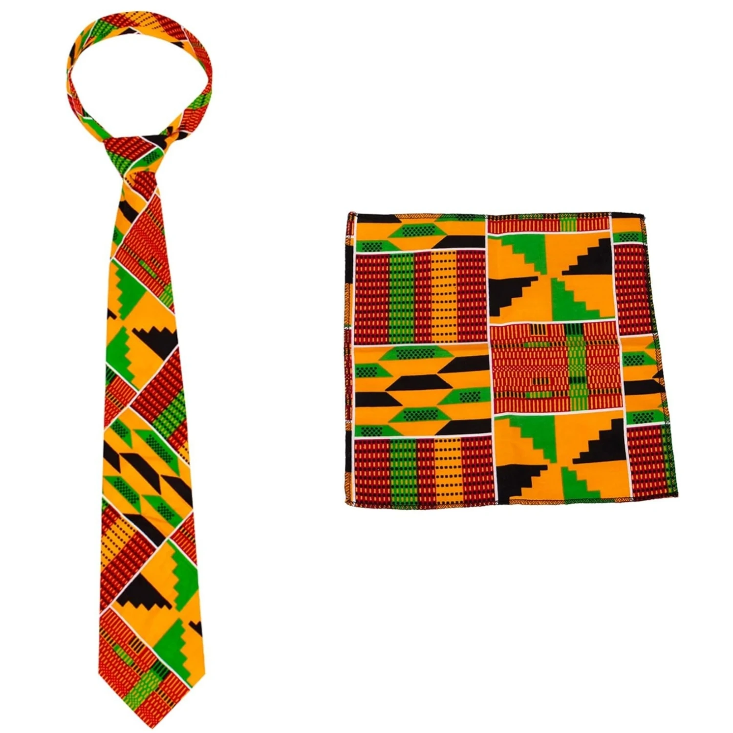 ربطة عنق مطبوعة أفريقية للرجال مجموعة مكونة من قطعتين ربطات عنق كينتي هدية عيد الميلاد وعيد الأب WYB846